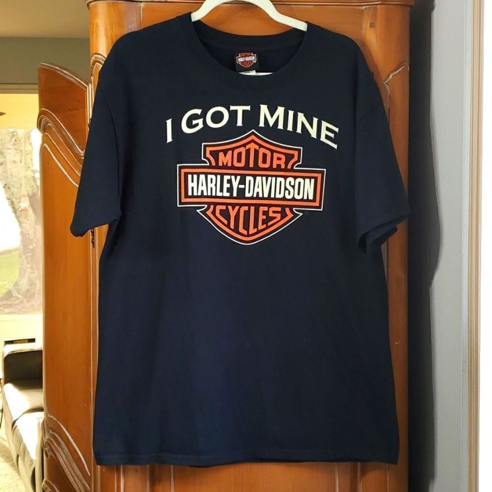 HARLEY-DAVIDSON cycles black tee. GOT MINE.‎ SIZE LARGE.